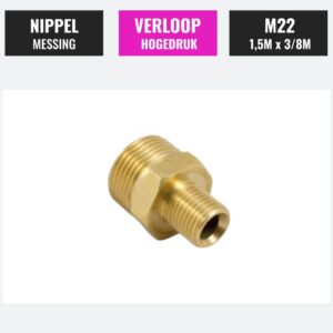 Verloop nippel hogedruk M22 3-8M